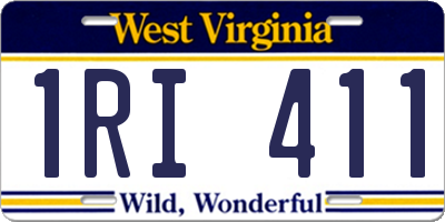 WV license plate 1RI411
