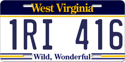WV license plate 1RI416