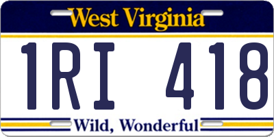 WV license plate 1RI418