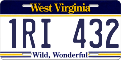 WV license plate 1RI432