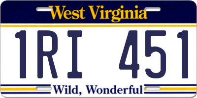 WV license plate 1RI451