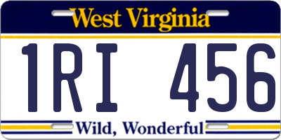 WV license plate 1RI456
