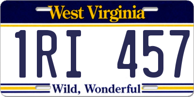 WV license plate 1RI457