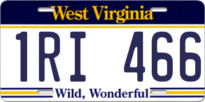 WV license plate 1RI466