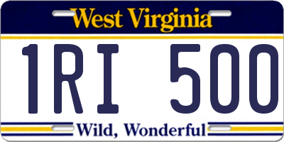 WV license plate 1RI500