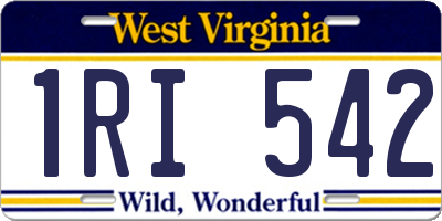 WV license plate 1RI542