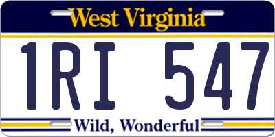 WV license plate 1RI547
