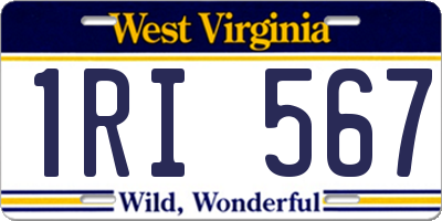 WV license plate 1RI567