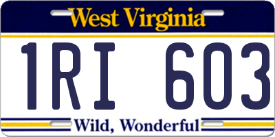 WV license plate 1RI603