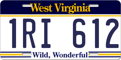 WV license plate 1RI612