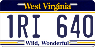 WV license plate 1RI640