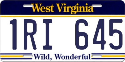 WV license plate 1RI645