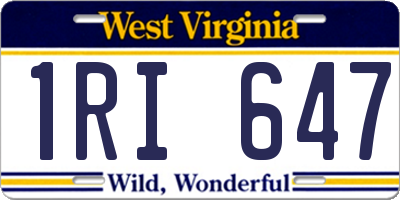 WV license plate 1RI647