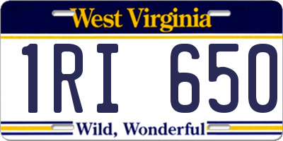 WV license plate 1RI650