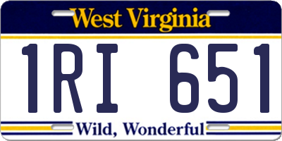 WV license plate 1RI651