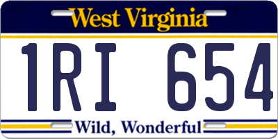 WV license plate 1RI654
