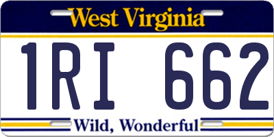 WV license plate 1RI662