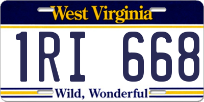WV license plate 1RI668