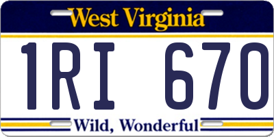 WV license plate 1RI670