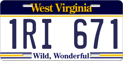 WV license plate 1RI671
