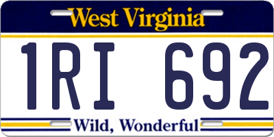 WV license plate 1RI692