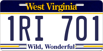 WV license plate 1RI701