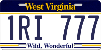 WV license plate 1RI777