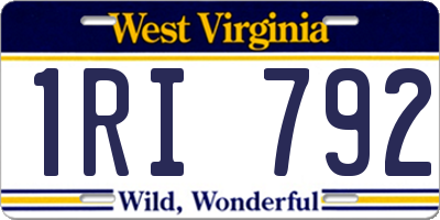 WV license plate 1RI792