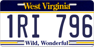 WV license plate 1RI796