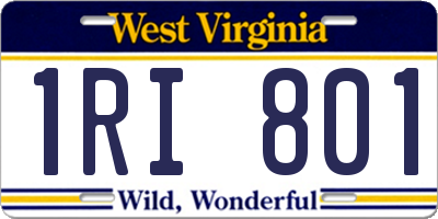 WV license plate 1RI801