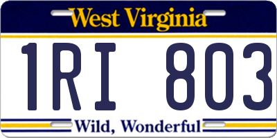 WV license plate 1RI803