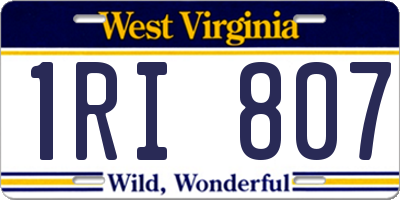 WV license plate 1RI807