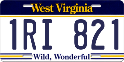 WV license plate 1RI821