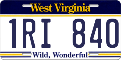 WV license plate 1RI840