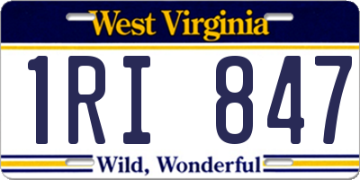 WV license plate 1RI847