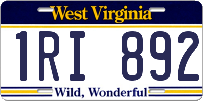 WV license plate 1RI892