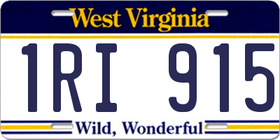 WV license plate 1RI915