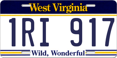 WV license plate 1RI917