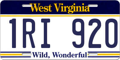 WV license plate 1RI920