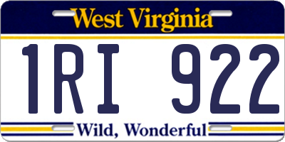 WV license plate 1RI922