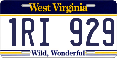 WV license plate 1RI929