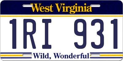 WV license plate 1RI931