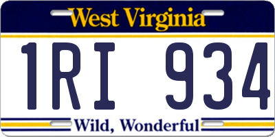 WV license plate 1RI934
