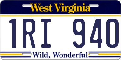 WV license plate 1RI940
