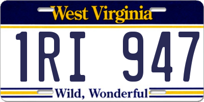 WV license plate 1RI947