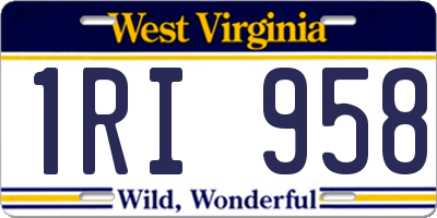 WV license plate 1RI958