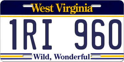 WV license plate 1RI960