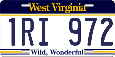 WV license plate 1RI972