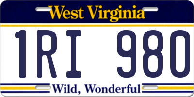 WV license plate 1RI980