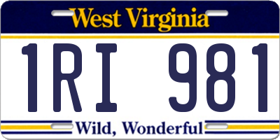 WV license plate 1RI981
